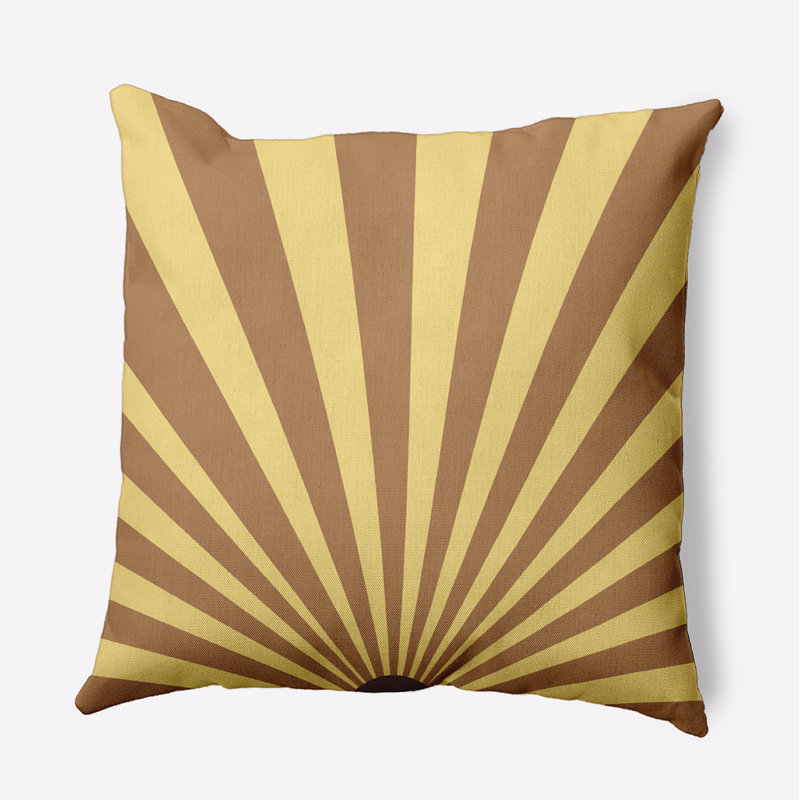 Coussin intérieur / extérieur Leafy Branch, H 16 po x l 16 po, Moutarde / tortilla géométrique