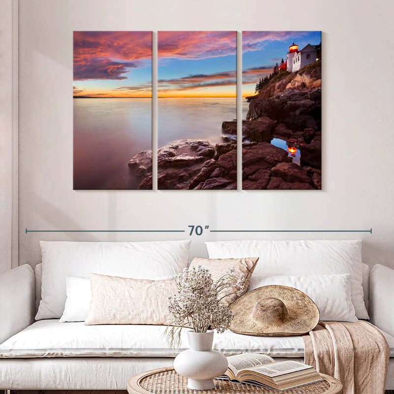 Gillard Bass Harbor Head Lighthouse Sunset, 32" H x 50" W