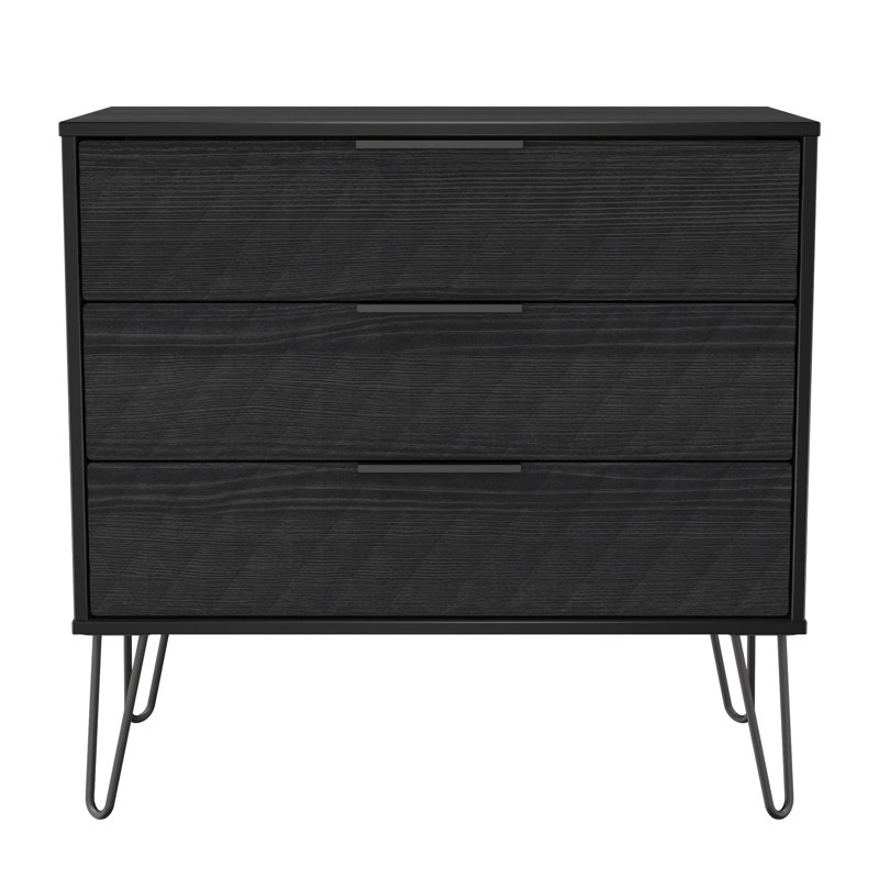 Talita 77cm W 3 - Drawer Chest of Drawers, Black