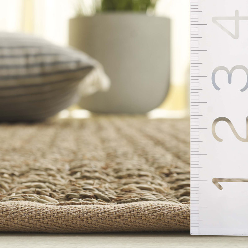 Auckland Bamboo Slat/Seagrass Natural/Beige Area Rug, Oval 6' x 8'