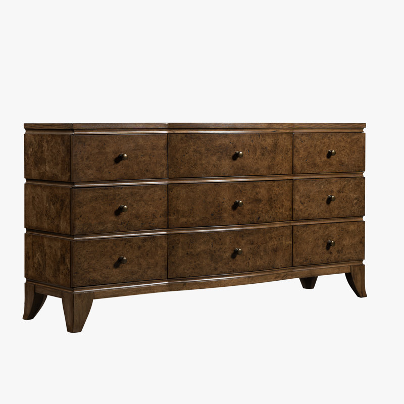 Commode de chambre 9 tiroirs Burl Oak, Brun