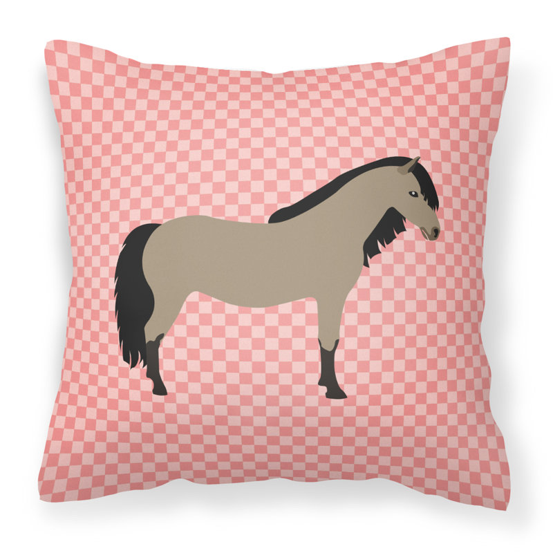 Coussin extérieur pony cheval check, Rose, 18 po x 18 po