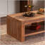 Table basse rectangulaire en bois massif avec tablette de rangement à 2 niveaux pour le salon, conception rustique, facile à assembler et à entretenir