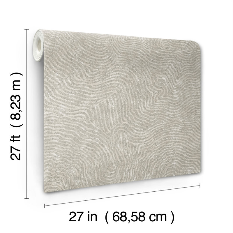 27' L x 27" W Wallpaper Roll, Gray