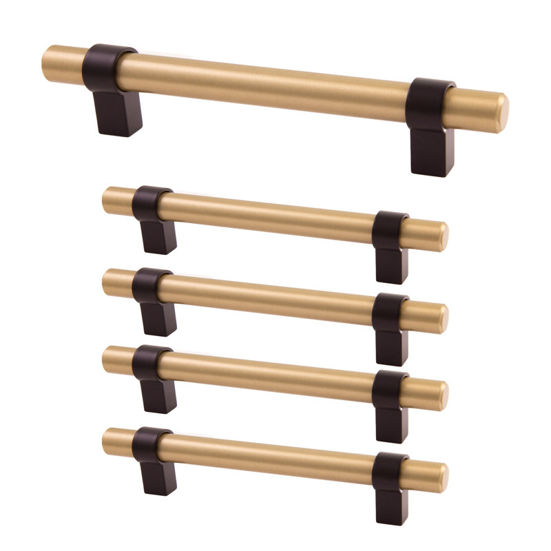 Emery 5 1/16" Centre to Centre Bar Pull Multipack, Satin Gold/Matte Black