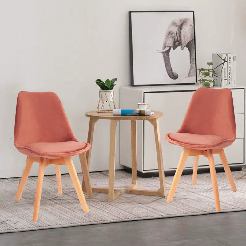 Devries 45cm H Velvet Upholstered Side Chair, Pink