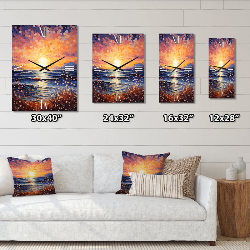 Horloge murale nautique et plage Beach Sable Pointillism IV, H 40 po x l 30 po x P 1 po