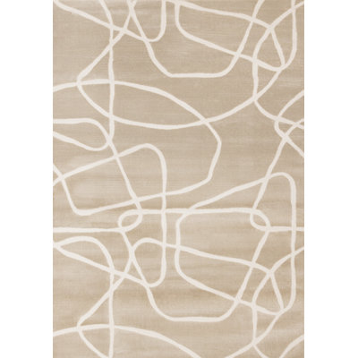8' X 11' Cream And Tan Abstract Area Rug