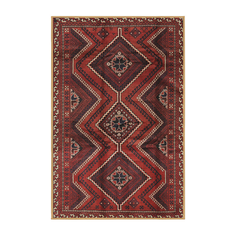 Tapis rouge / brun Southwestern, Rectangle 7 pi x 9 pi