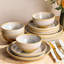 Service de table en céramique 12 pièces pour 4 personnes - Ensemble de bols et assiettes en porcelaine légère | Résistant aux égratignures | Va au four, au micro-ondes et au lave-vaisselle