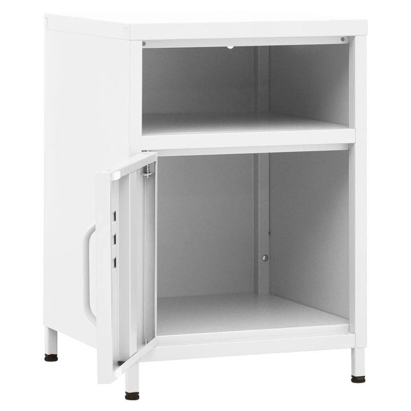 Bren 35cm W Steel Bedside Table, White, Set of 2