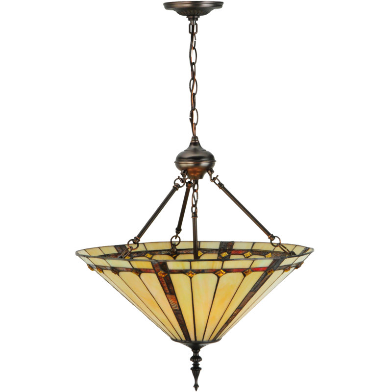 Elegant 3-Light Indoor/Outdoor Pendant in Mahogany Bronze and Iridescent Glass
