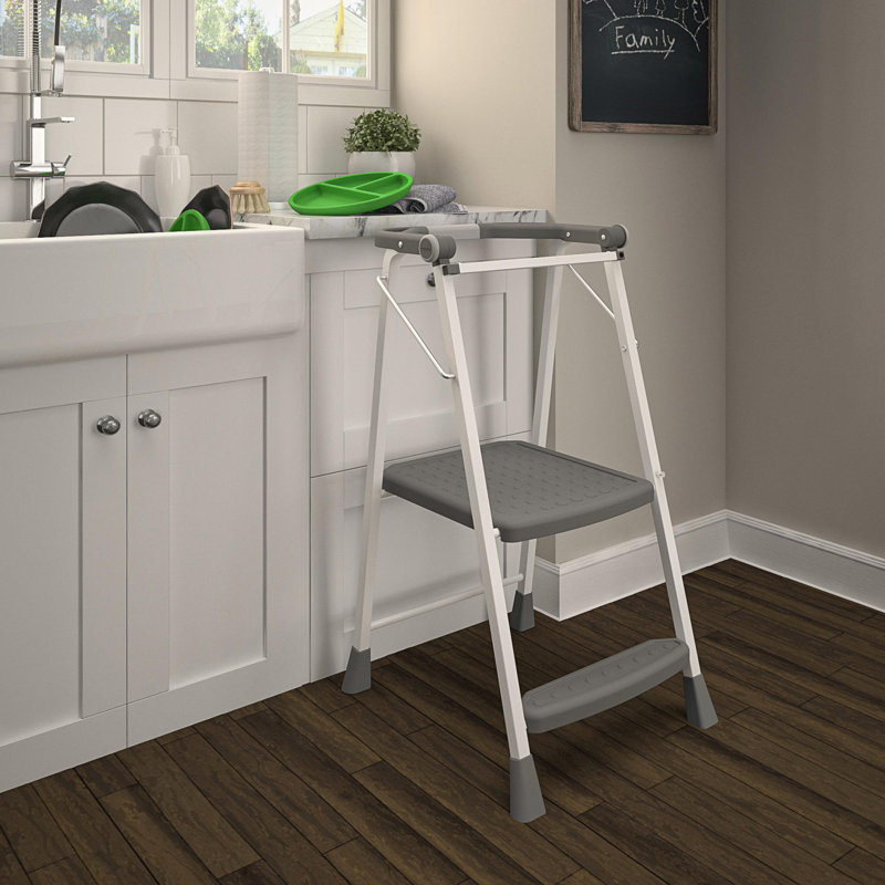 COSCO 2-Step Kitchen Stepper Adult Folding Step Stool, Kids Folding, Gray