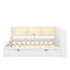 Banc-lit polyvalent avec tablettes ouvertes, bandes à DEL ambiantes, plaque de chargement et tiroirs sous le lit-280507601
