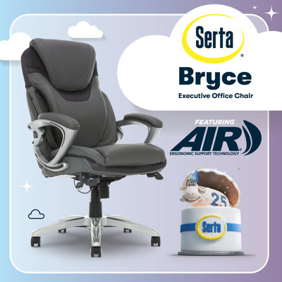 Serta Bryce Executive Office Chair with Patented AIR Lumbar Technology and Layered Body Pillows