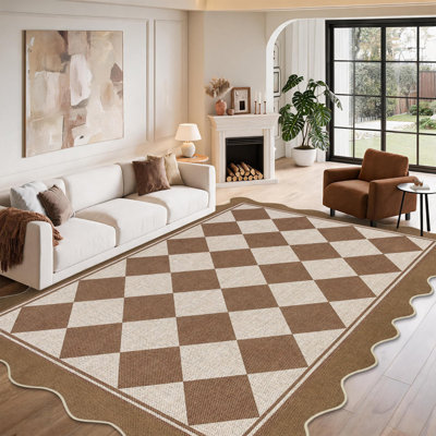 Tapis intérieur/extérieur à carreaux festonné