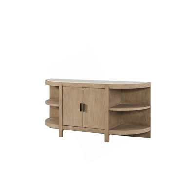 Curved 2-Door Console Table W/ Marble Top