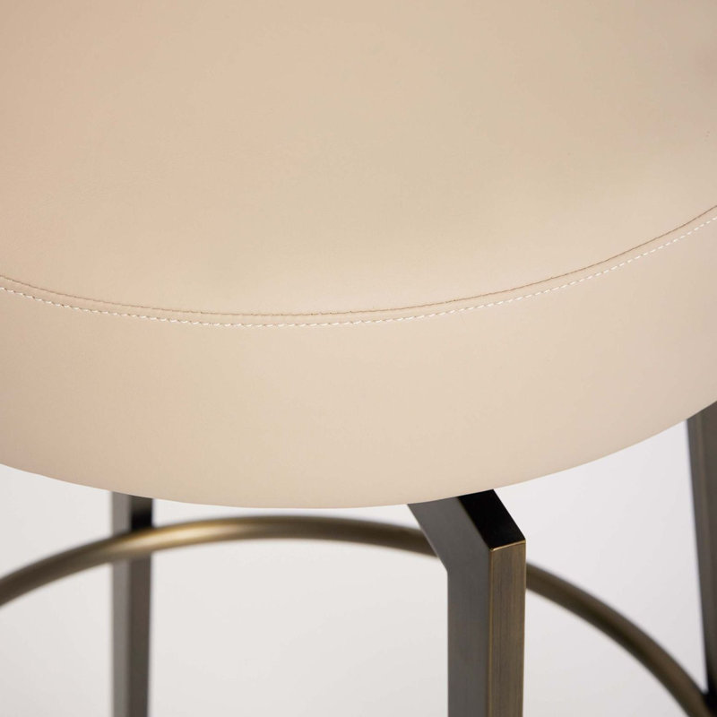 Clermont Upholstered Stool with Metal Frame, Cream Latte Seat/Antique Bronze Frame, Bar Stool (29" Seat Height)