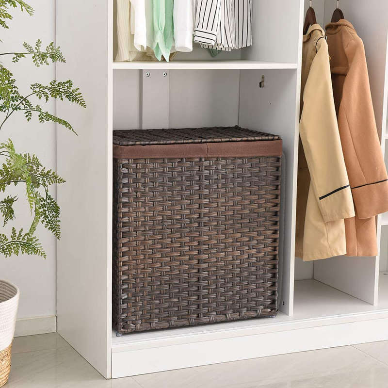 Plastic Laundry Sorter with Handles, Medium (24.4" x 22.5" x 13"), Brown