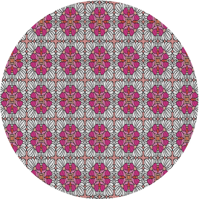 Floral Indoor Rug, Round 4'