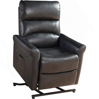 1Pc Contemporary Faux Leather Upholstered Rail Power Reclining Lift Living Room Gaming Chair Charcoal