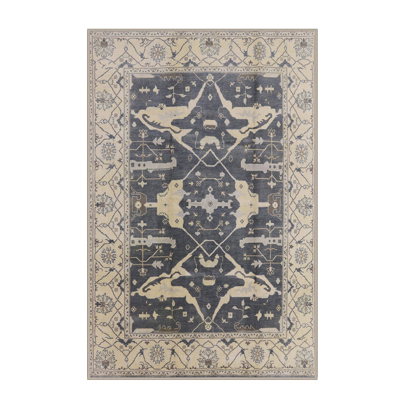 Tapis oriental bleu marine / ivoire, Rectangle 8 pi x 12 pi