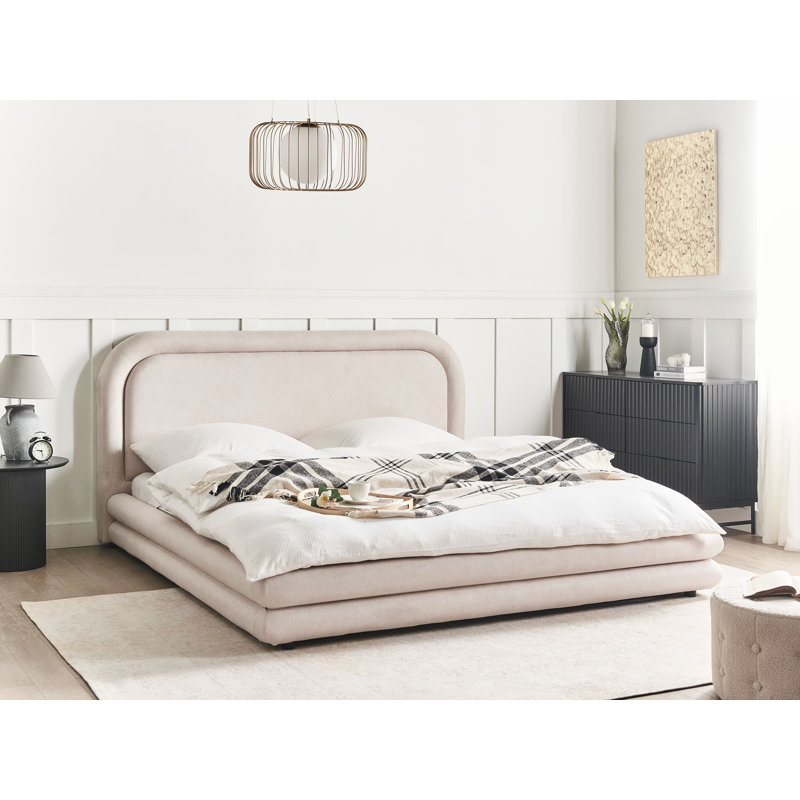 Bed Faux Linen LAVARDENS 200 cm, Beige, Super King (6')