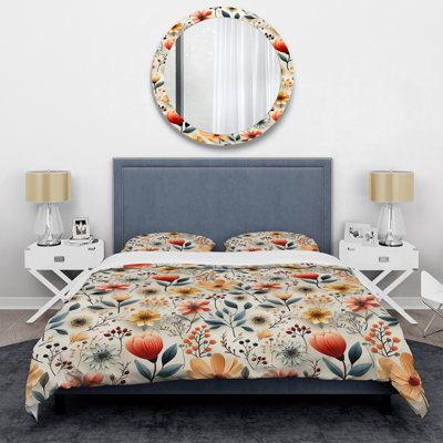 Ensemble de housse de couette Earthy Tones Poppies Flowers II - Floral