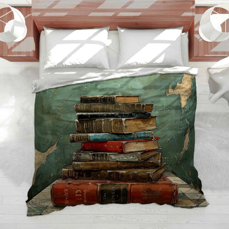 Stacked Books Education Cotton Blend Comforter, Twin Comforter