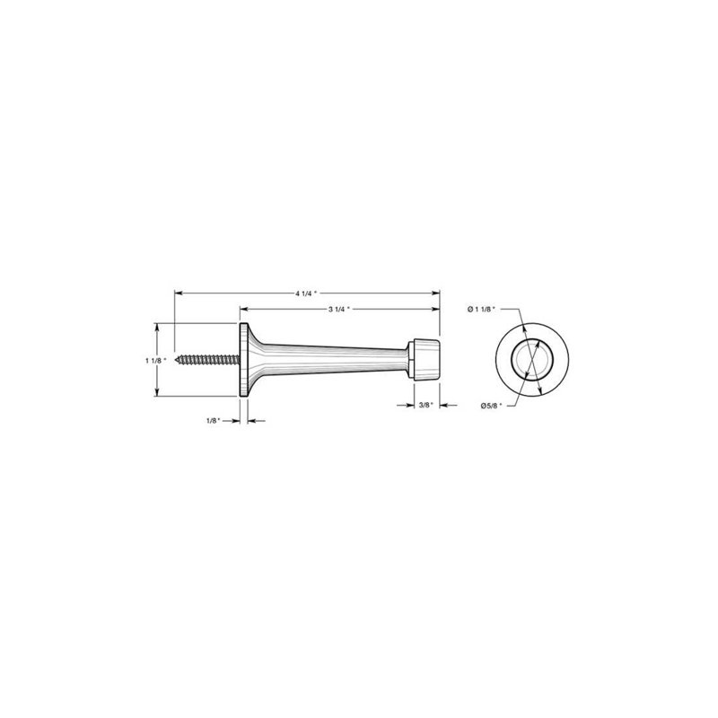 Pare-chocs de porte de plinthe 3-1 / 4 po Deltana BDS30U15A, laiton massif, nickel antique, Nickel antique