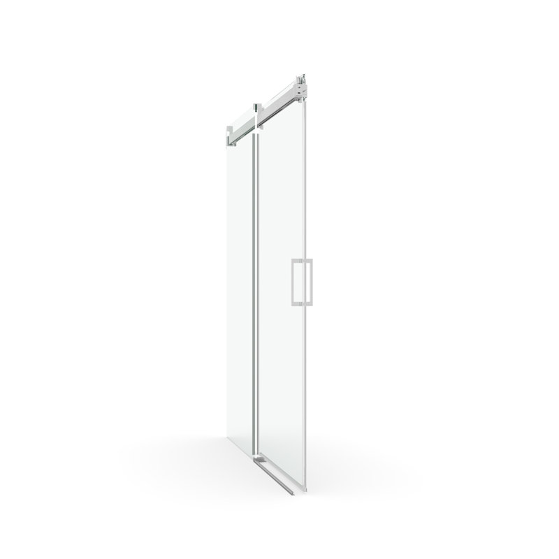 Porte de douche de 76 po de hauteur, verre trempé de 1/4 po avec attribut de preuve, nickel brossé Perspectives 56 à 60 po, Canal