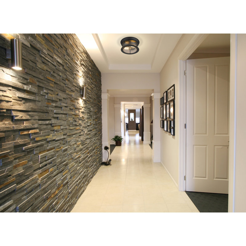 Canale Glass Flush Mount, Matte Black, 5.5"H x 11"W x 11"D