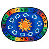 Sunny Day Learn Play Literacy Classroom Tufted Blue/Red Area Rug