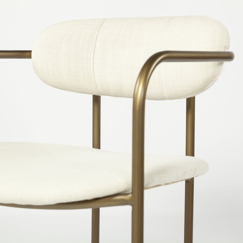 Tabouret en tissu Biélorussie, Tabouret de bar (siège d’une hauteur de 30 po), Or antique, Crème