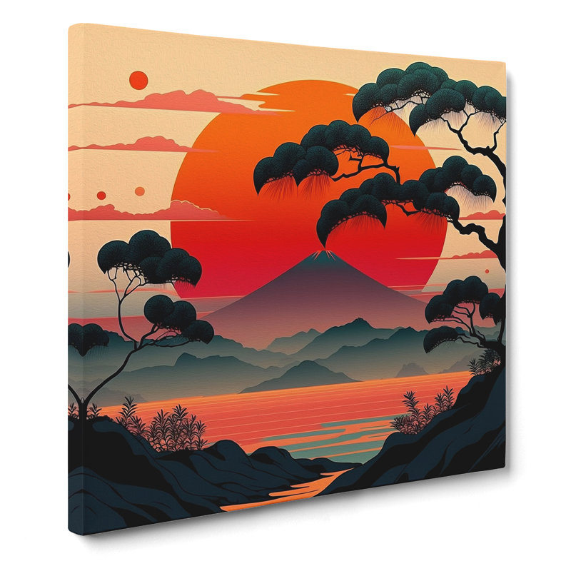Japanese Sunset Deco - No Frame Print, 35cm H x 35cm W x 3cm D
