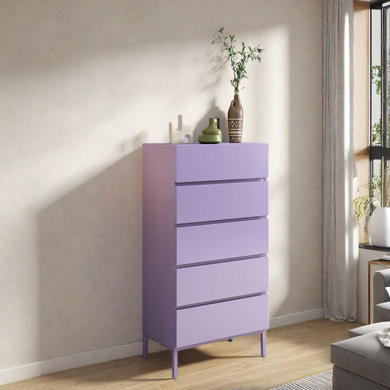 Five-Drawer Entryway Cabinet, Purple