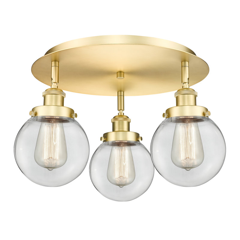 Alphonsa Glass Flush Mount, Clear, Satin Gold