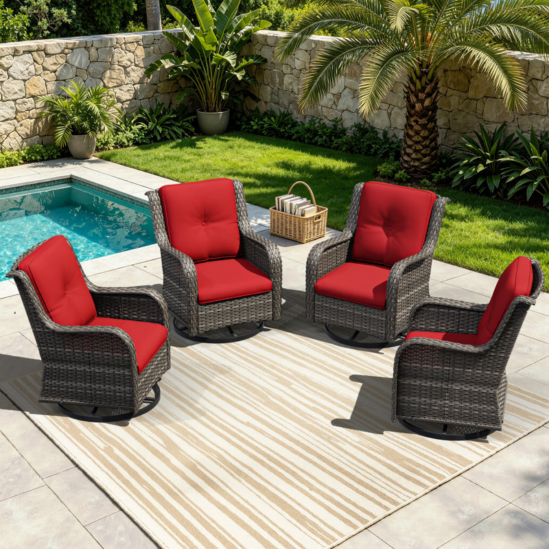 Ivandell Swivel Outdoor Lounge Chair, Red