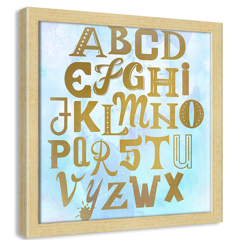 Abc Blue », impression sur papier, Encadré de boîte champagne clair, H 12 po x l 12 po x P 1,18 po