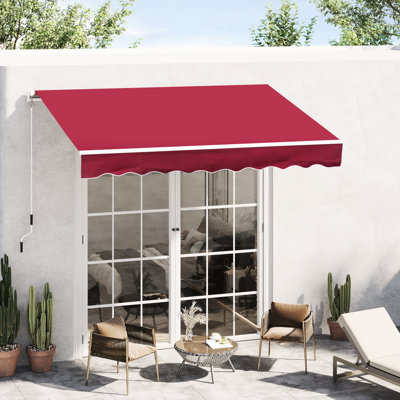 Auvent manuel rétractable pour terrasse, 8 pi x 7 pi, rouge vin Protège du soleil et de la chaleur, stable pour diverses surfaces, auvent rétractable de 7 pi, bloquant l'extérieur. Rouge, réglable pour atténuer les couleurs du soleil