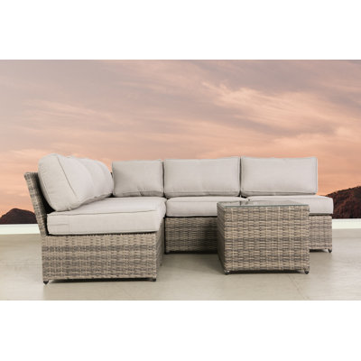 Brooklin Wicker Fully Assembled 4 - Person Seating Group with Cushions