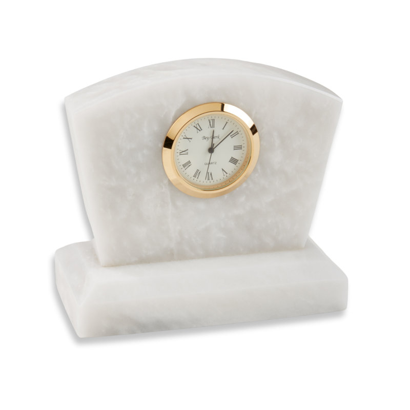 Horloge de table analogique à quartz, Blanc / doré