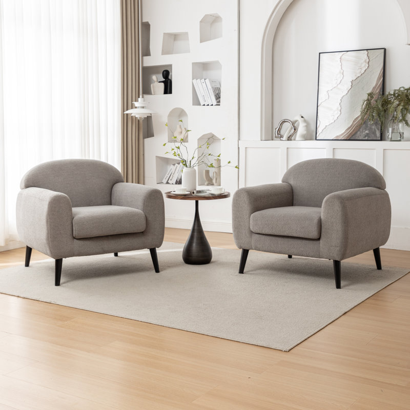 Chaise d'appoint rembourrée avec accoudoirs ronds Deivi, Polyester gris clair