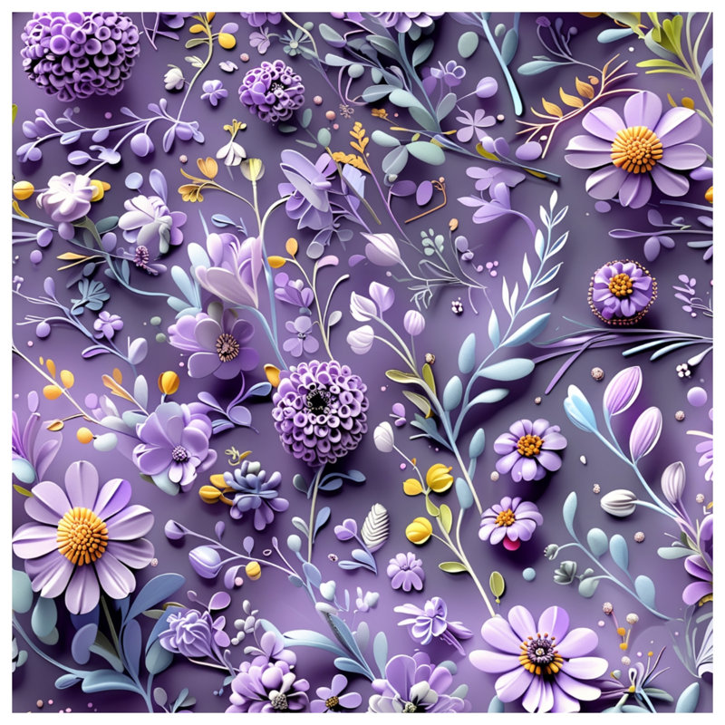 Édredon mauve à motif floral, Lit simple