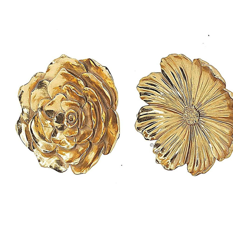 S/2 Gold Rose Hanging Wall Accents