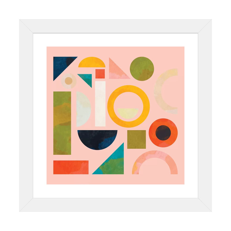 «Geometric Play Modern Art» par Ana Rut Bré - impression d'art graphique, H 16 po x l 16 po x p 1 po, Papier encadré blanc