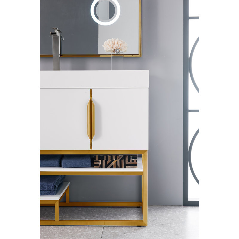 Columbia 72'' W Single Vanity, Dusk Gray, Glossy White, Radiant Gold