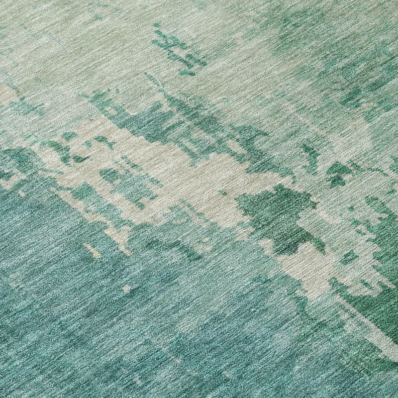 Machine Washable Indoor/Outdoor Christain ACN1257 Emerald Rug, Runner 2'3" x 7'6"