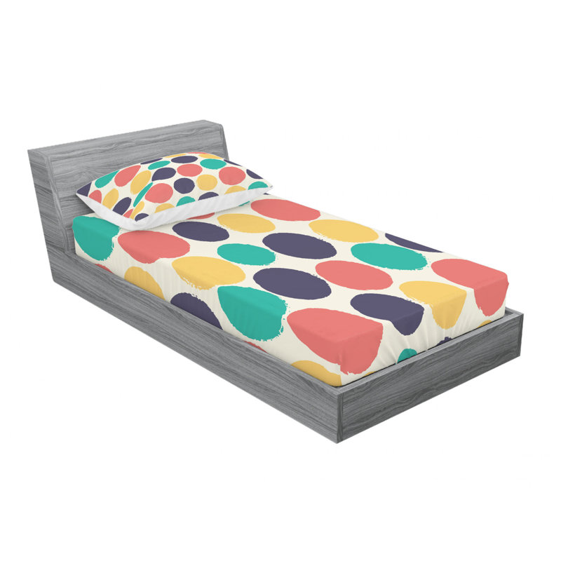 Microfiber Polka Dots Sheet Set, Twin XL Sheet Set with Fitted Sheet