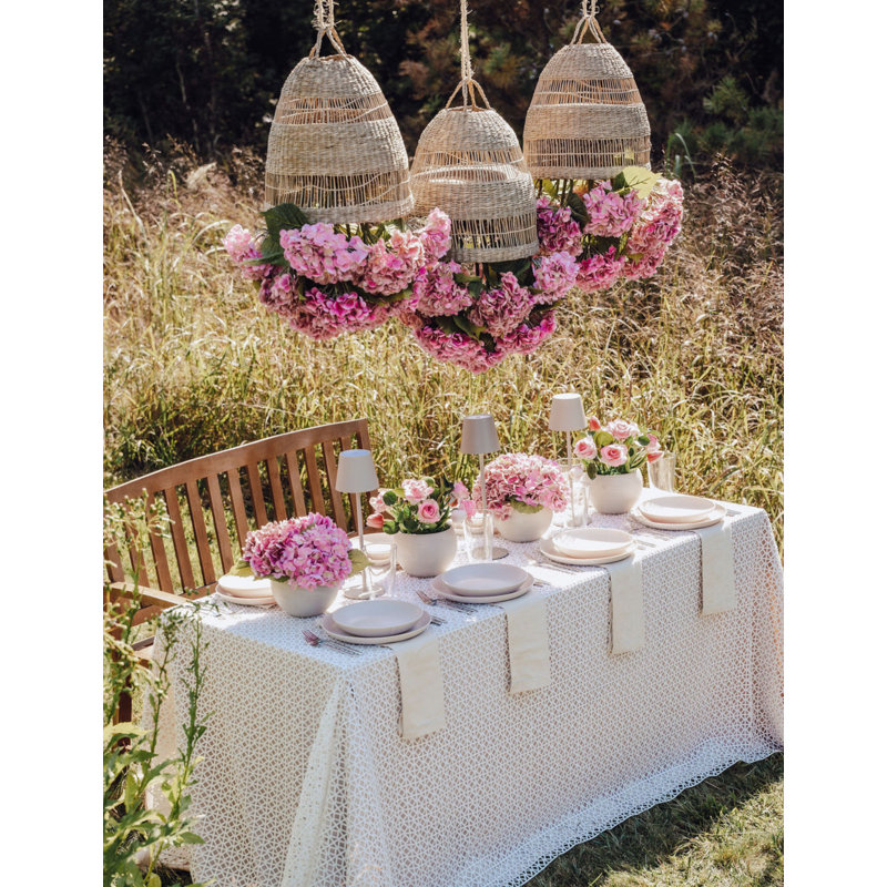 Viora Rattan Garden Chandelier, Single, Blush